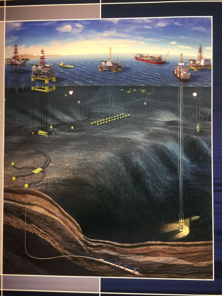 真正清晰的領(lǐng)略到了：模擬海上勘探鉆井平臺(tái)的水面、水下的效果圖！